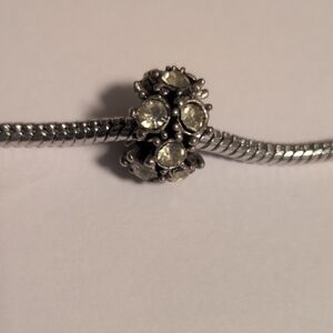 Silver Rhinestones Spacer Charm for Pandora Style Bracelet